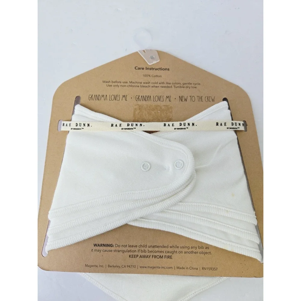 Rae Dunn  Baby Bib Set Grandma Loves Me‎ NEW set of 3 Bandana Bibs